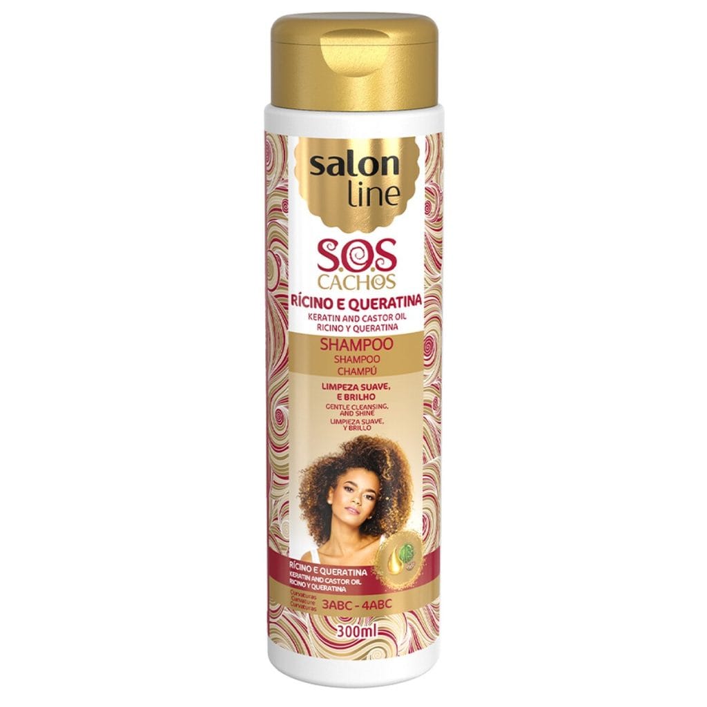 SHAMPOO SOS CACHOS RÍCINO E QUERATINA SALON LINE 300ML