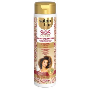 SHAMPOO SOS CACHOS RÍCINO E QUERATINA SALON LINE 300ML