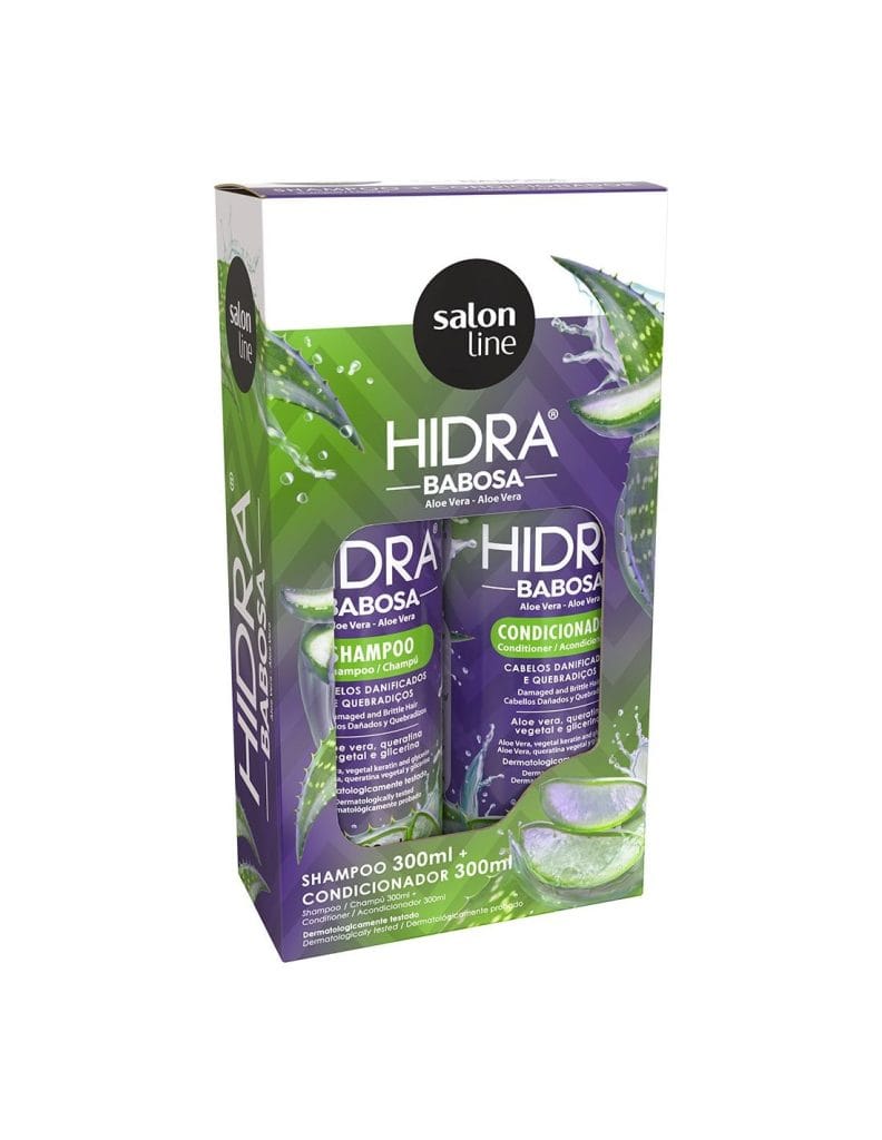 KIT HIDRA SHAMPOO + CONDICIONADOR ALOE VERA E QUERATINA 300ML - SALON LINE