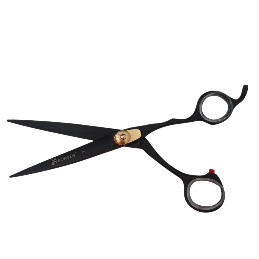 TESOURA DE CORTE PROFISSIONAL FORZUS PRETA INOX 7"