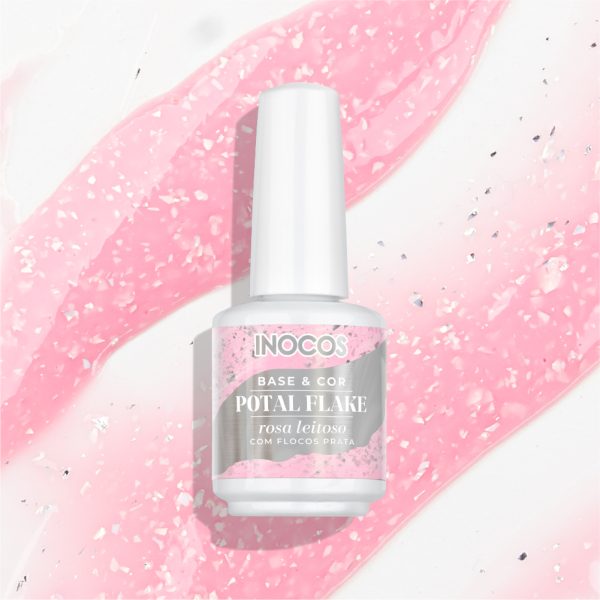 BASE POTAL FLAKE ROSA LEITOSO FLOCOS PRATA