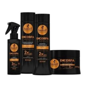 Kit Haskell Encorpa Cabelo Shampoo 300ML+ Condicionador 300ML+ Máscara 300GR + Fluido Finalizador 120ML