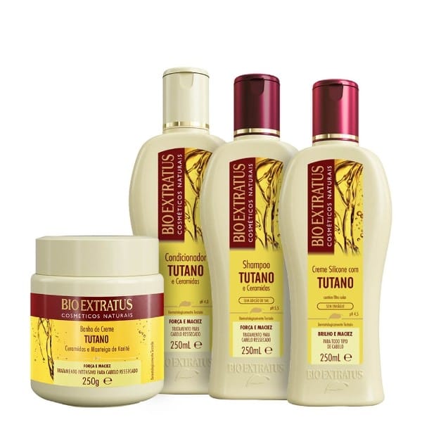 Kit Tutano Bio Extratus: Shampoo 250ml, Condicionador 250ml, Máscara 250g + Creme De Silicone 250ml