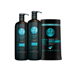 Kit Haskell Cachos Sim Shampoo 1L+ Condicionador 1L+ Máscara 900GR