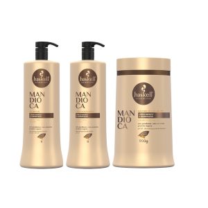 Kit Haskell Mandioca Shampoo 1L+ Condicionador 1L+ Máscara 900GR
