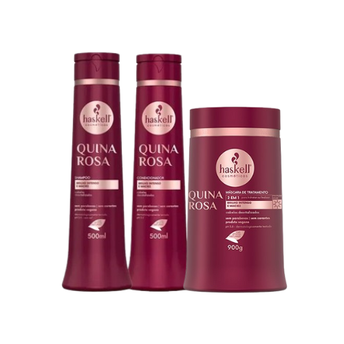 Kit Haskell Quina Rosa Shampoo 500ML+ Condicionador 500ML+ Máscara 900GR